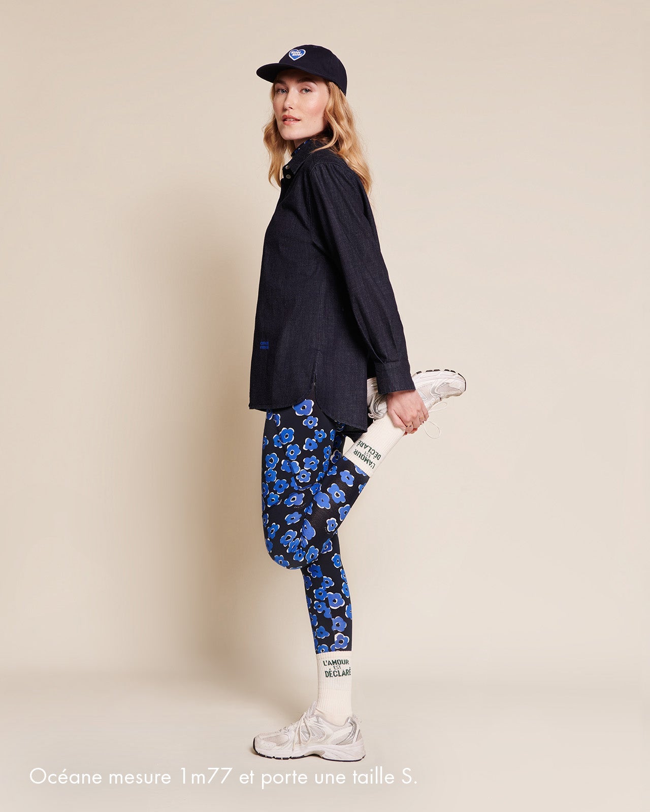 Leggings de algodón orgánico Loulou – floral azul