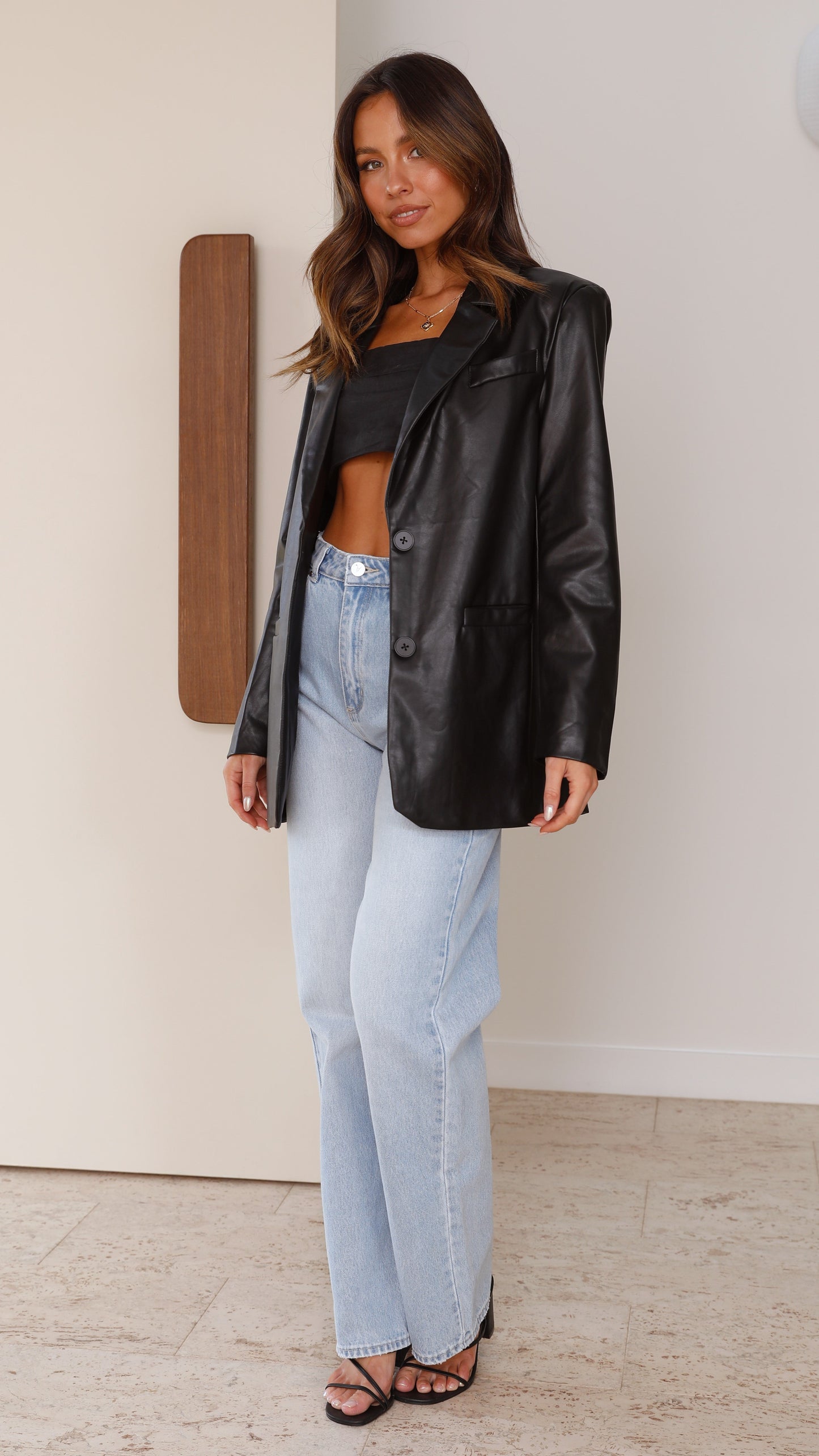 Belinda Leather Blazer - Blazer de piel Belinda – negro