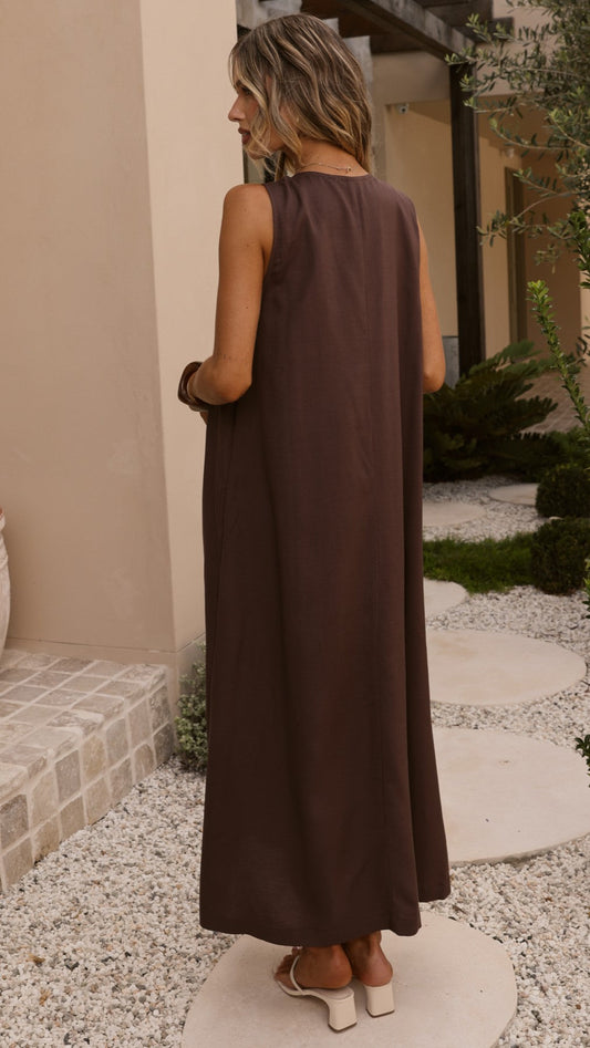 Vestido maxi Aliah – chocolate