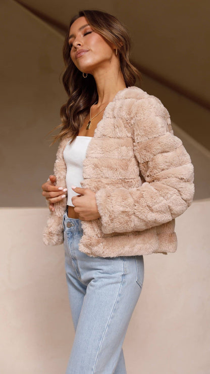 Chaqueta cropped Tully – camel