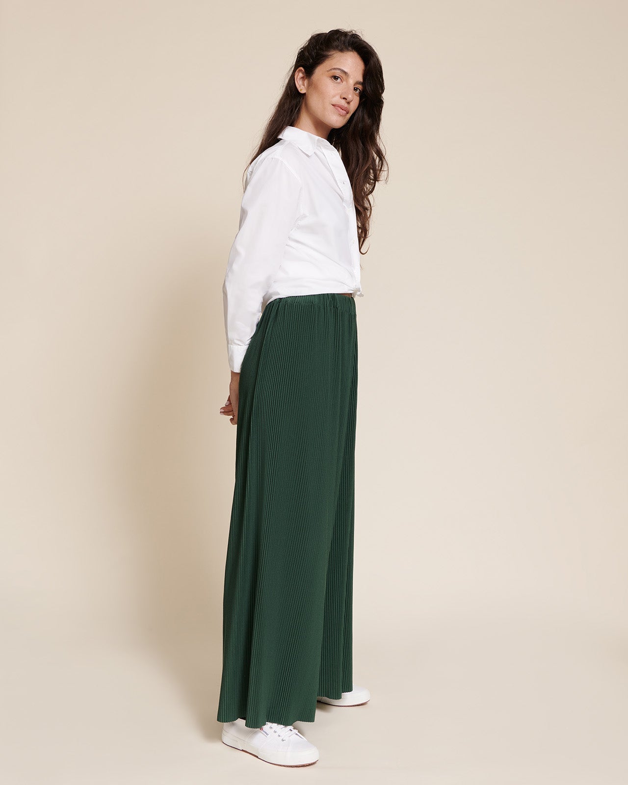Pantalones plisados Paulina – verde noche