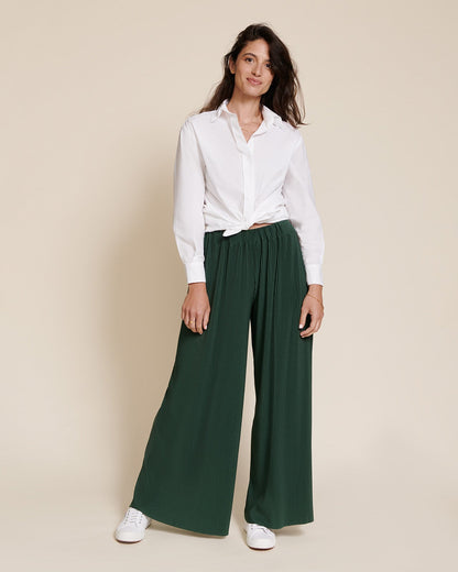 Pantalones plisados Paulina – verde noche