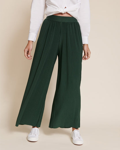 Pantalones plisados Paulina – verde noche