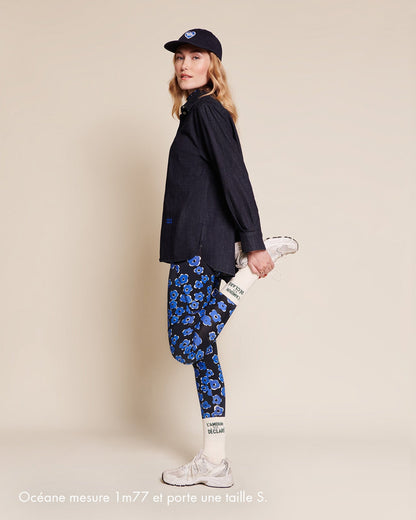 Leggings de algodón orgánico Loulou – floral azul