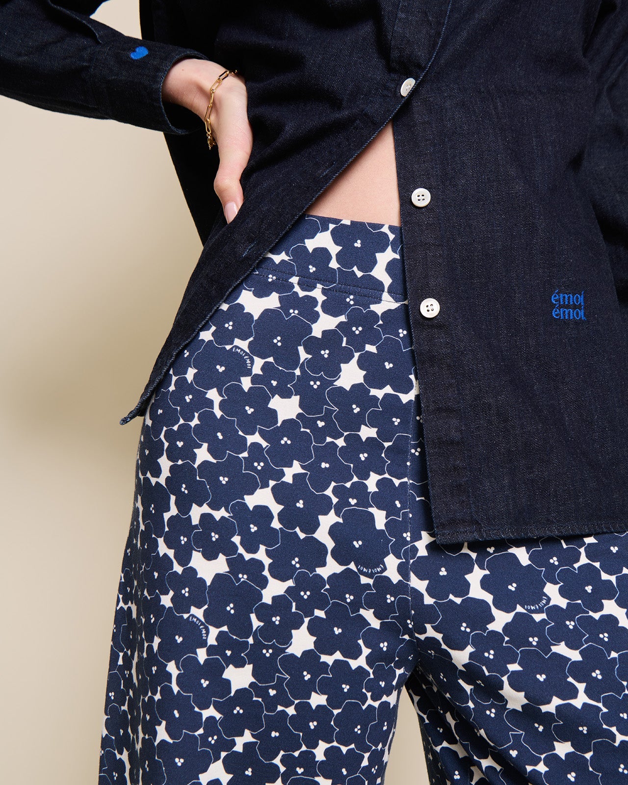 Pantalones de algodón orgánico – anémonas azules
