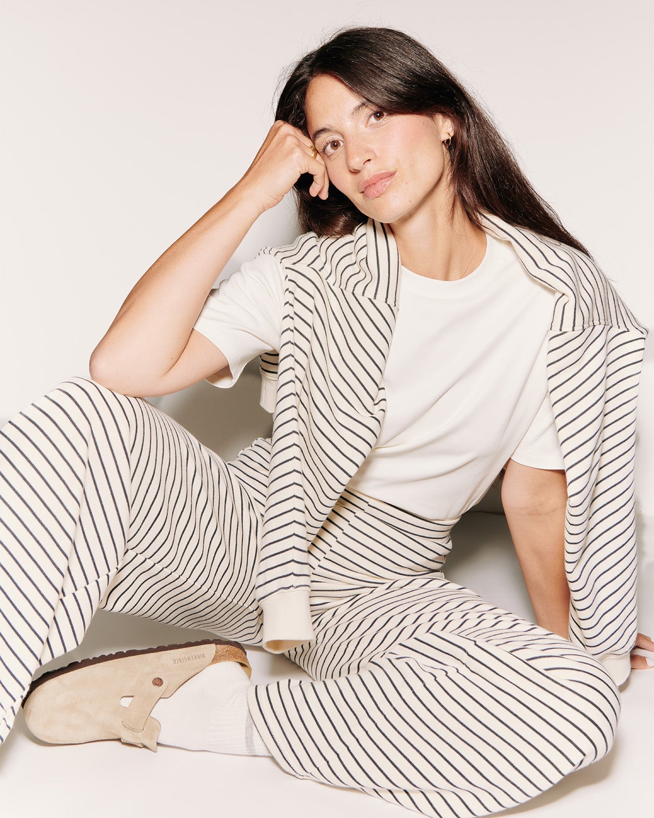 Pantalones de algodón orgánico Pauline – rayas