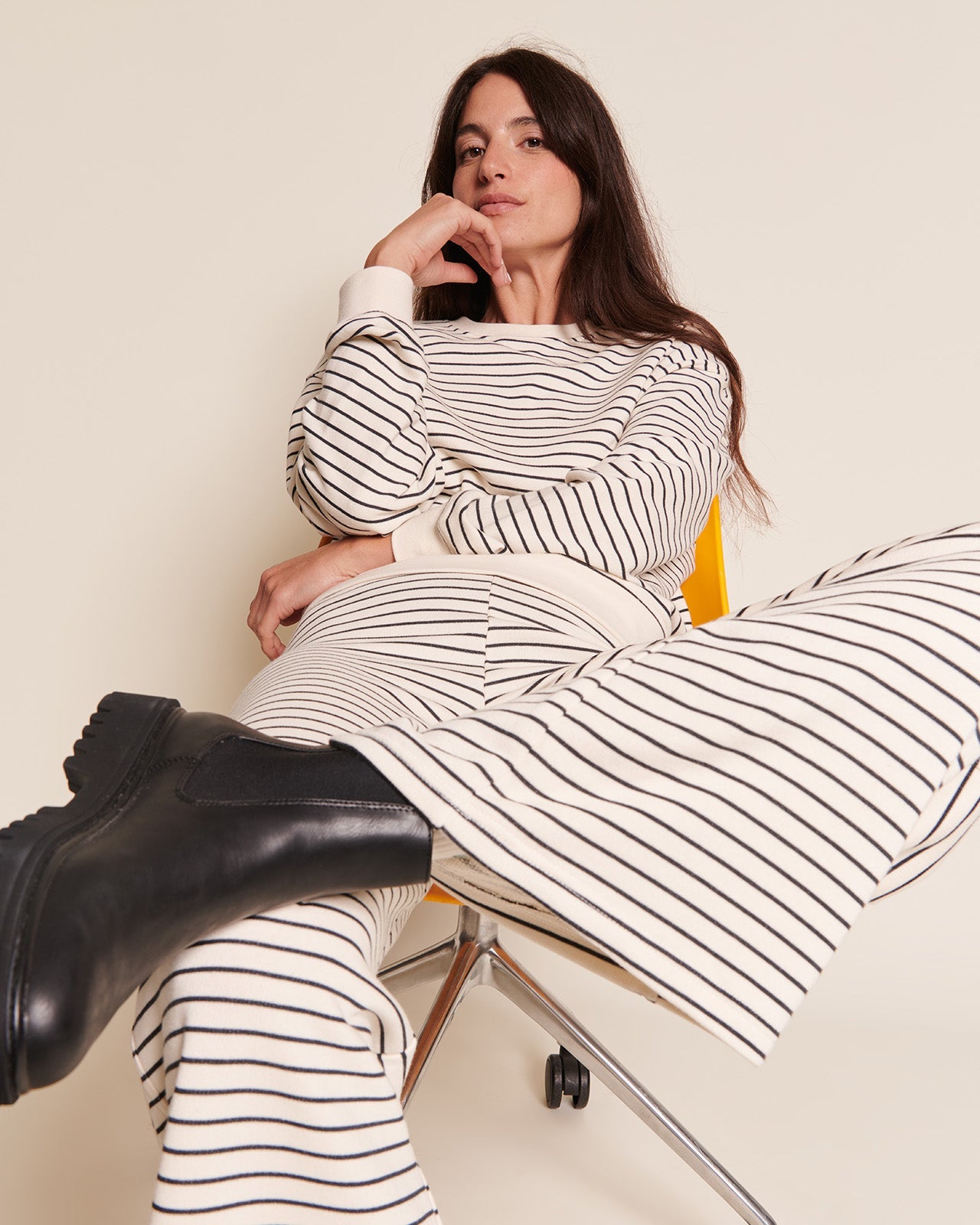 Pantalones de algodón orgánico Pauline – rayas