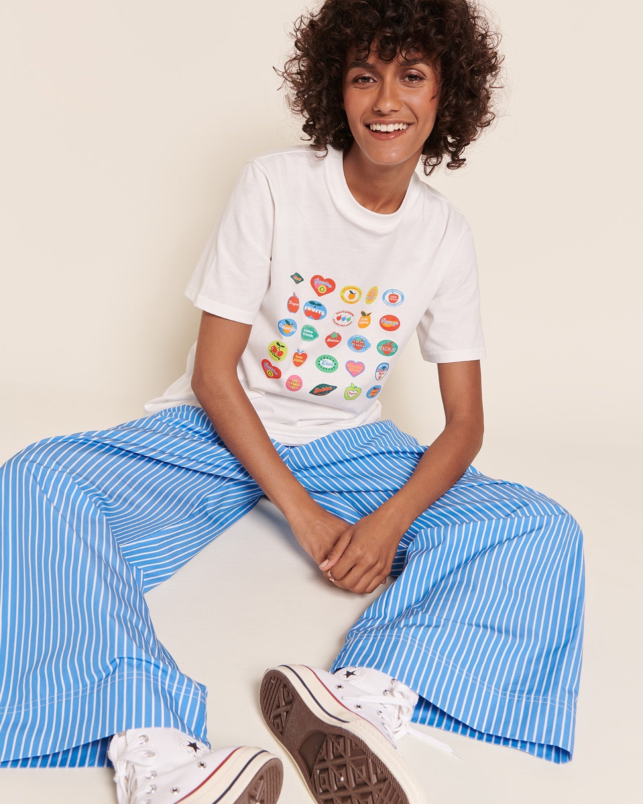 Pantalones de algodón orgánico Pacific – rayas azules