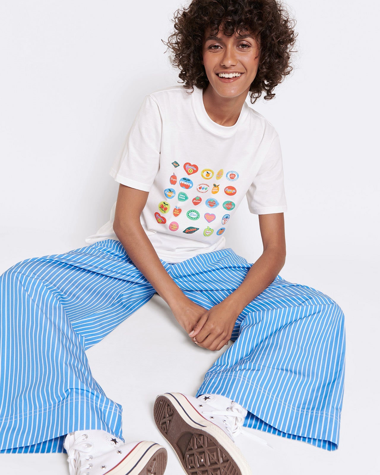 Pantalones de algodón orgánico Pacific – rayas azules