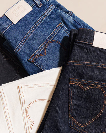 Jeans rectos en crudo