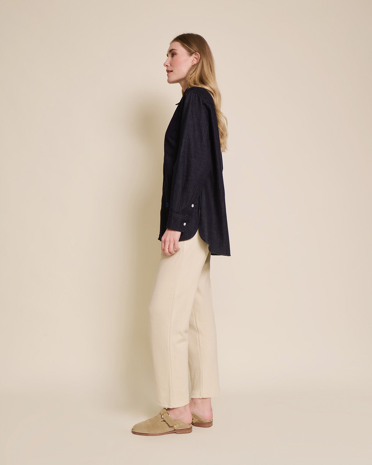Pantalones de algodón orgánico acanalados Phoenix – tono claro