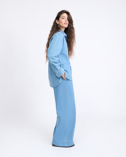 Pantalones de algodón orgánico Pacific – denim claro