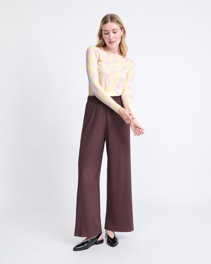 Pantalones plisados Paulina – marrón chocolate