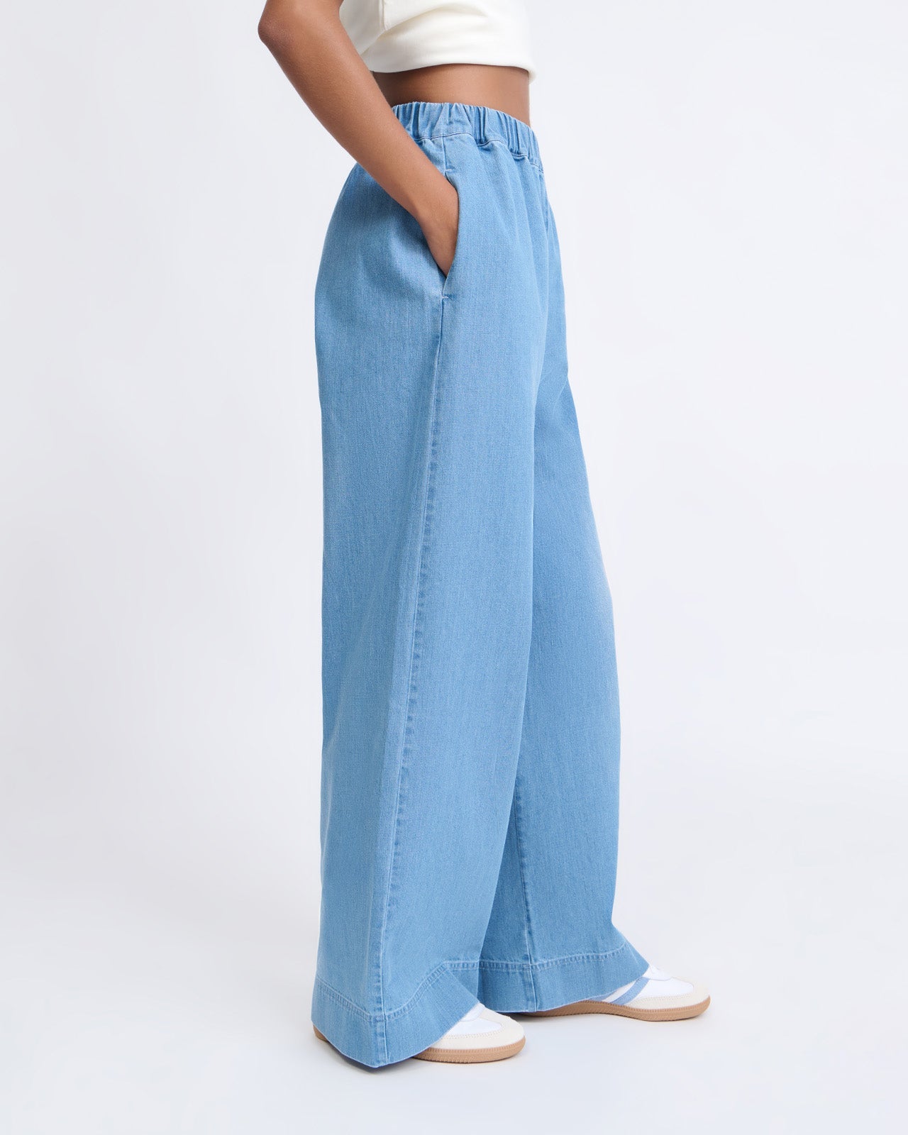 Pantalones de algodón orgánico Pacific – denim claro