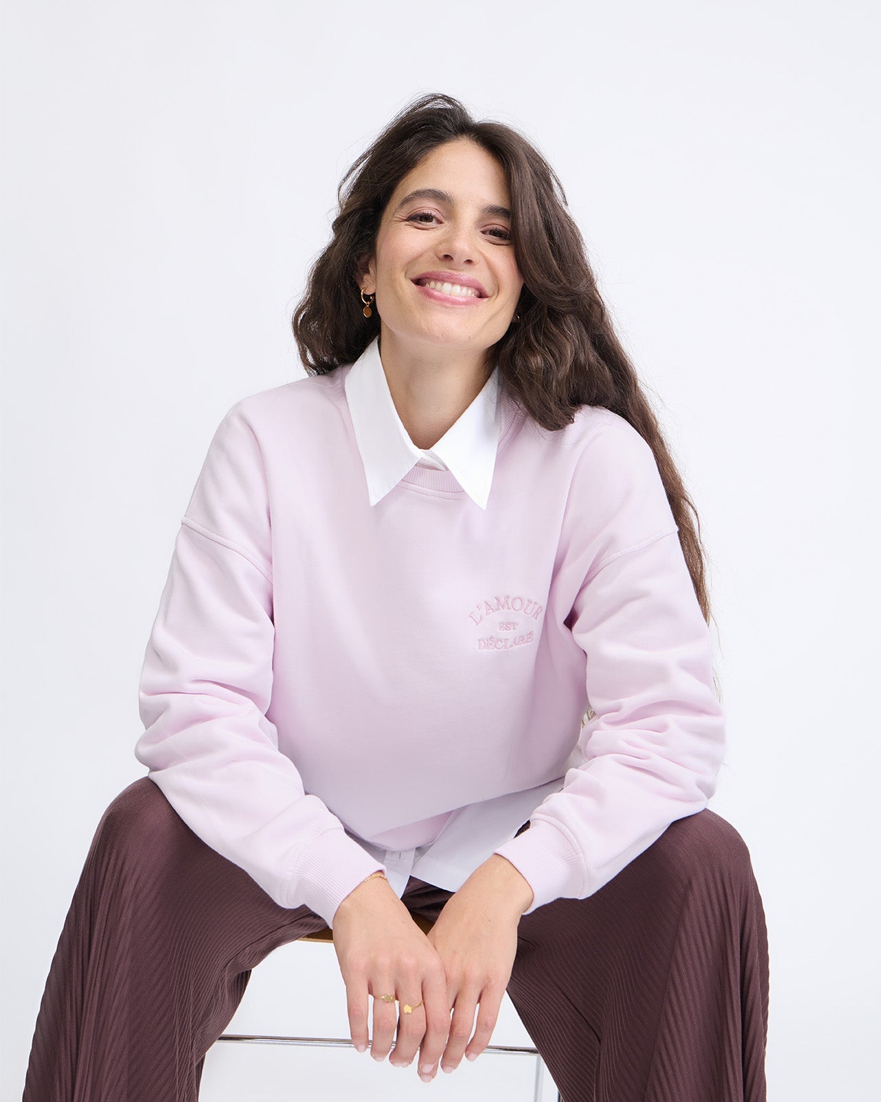 Pantalones plisados Paulina – marrón chocolate