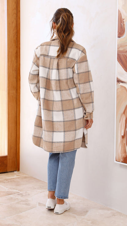 Chaqueta Saskia – cuadros beige/crema