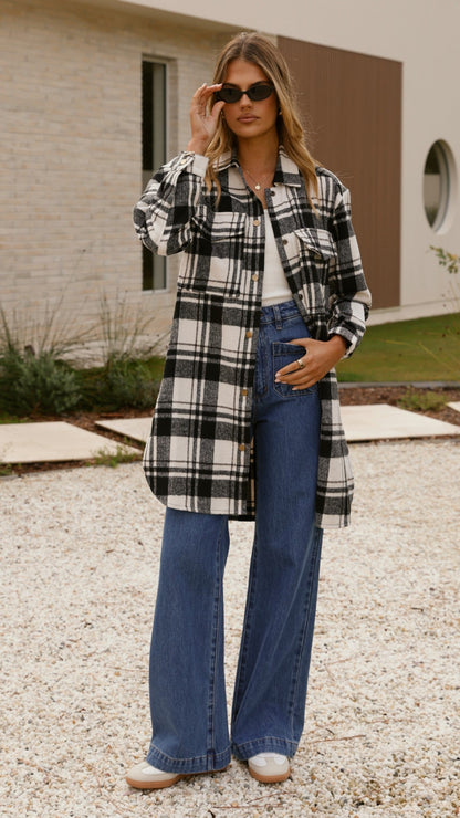 Chaqueta Saskia – cuadros negro/crema