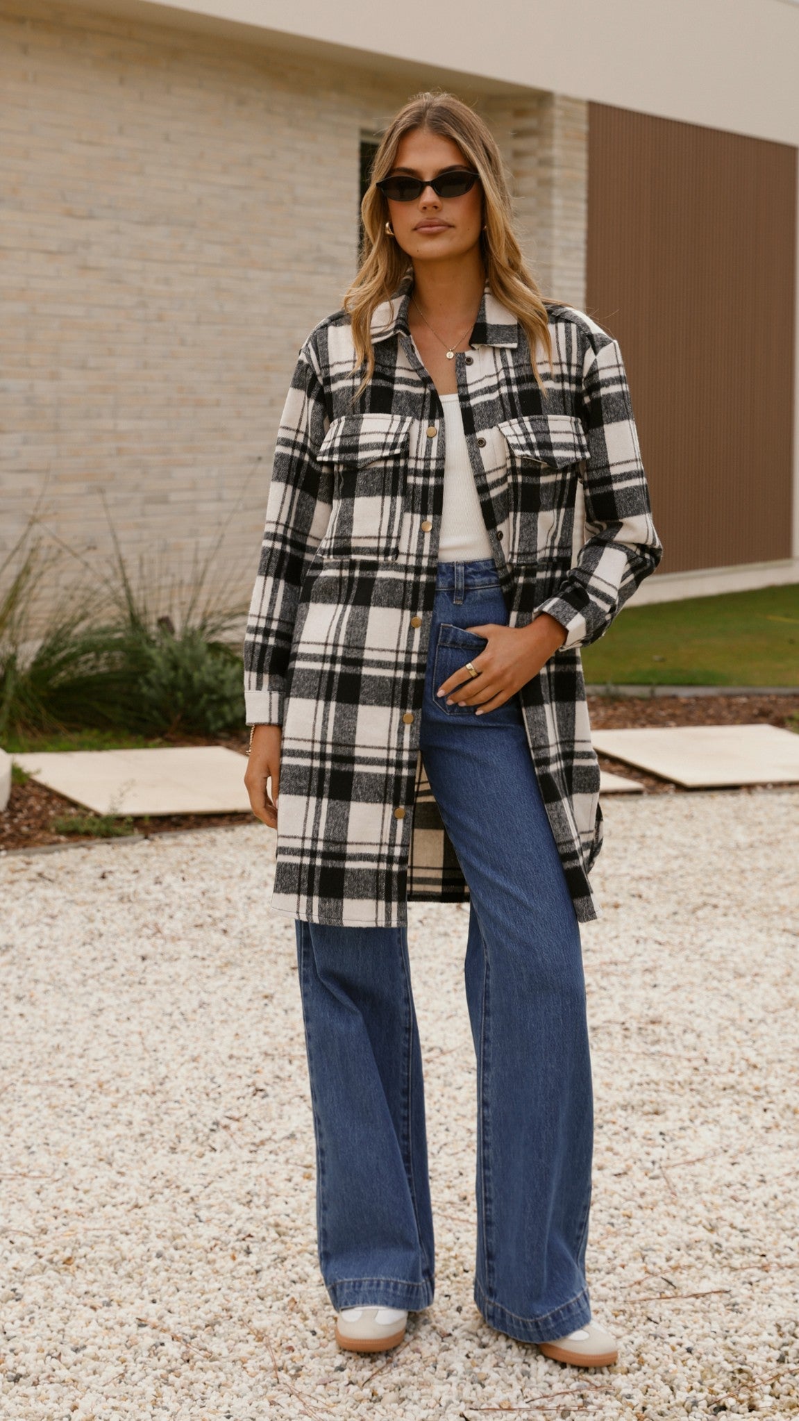 Chaqueta Saskia – cuadros negro/crema