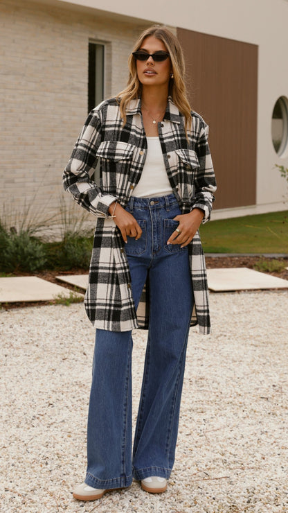 Chaqueta Saskia – cuadros negro/crema