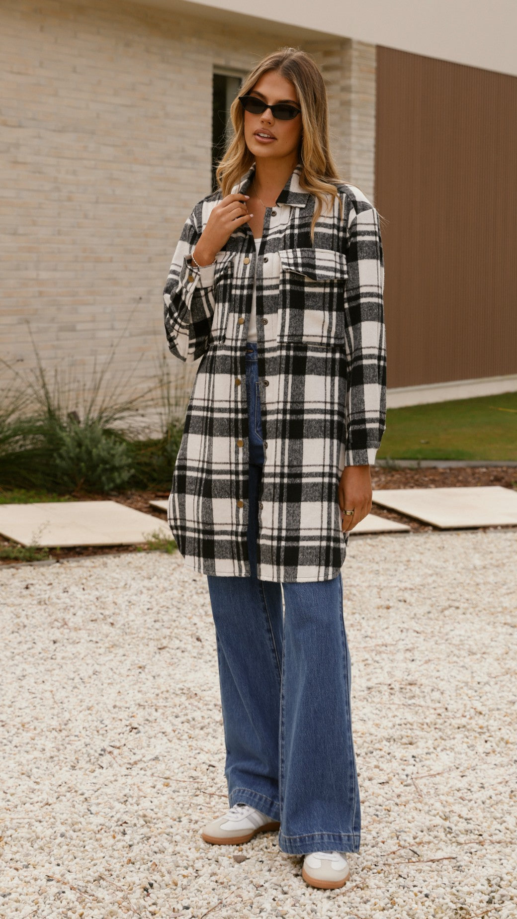Chaqueta Saskia – cuadros negro/crema