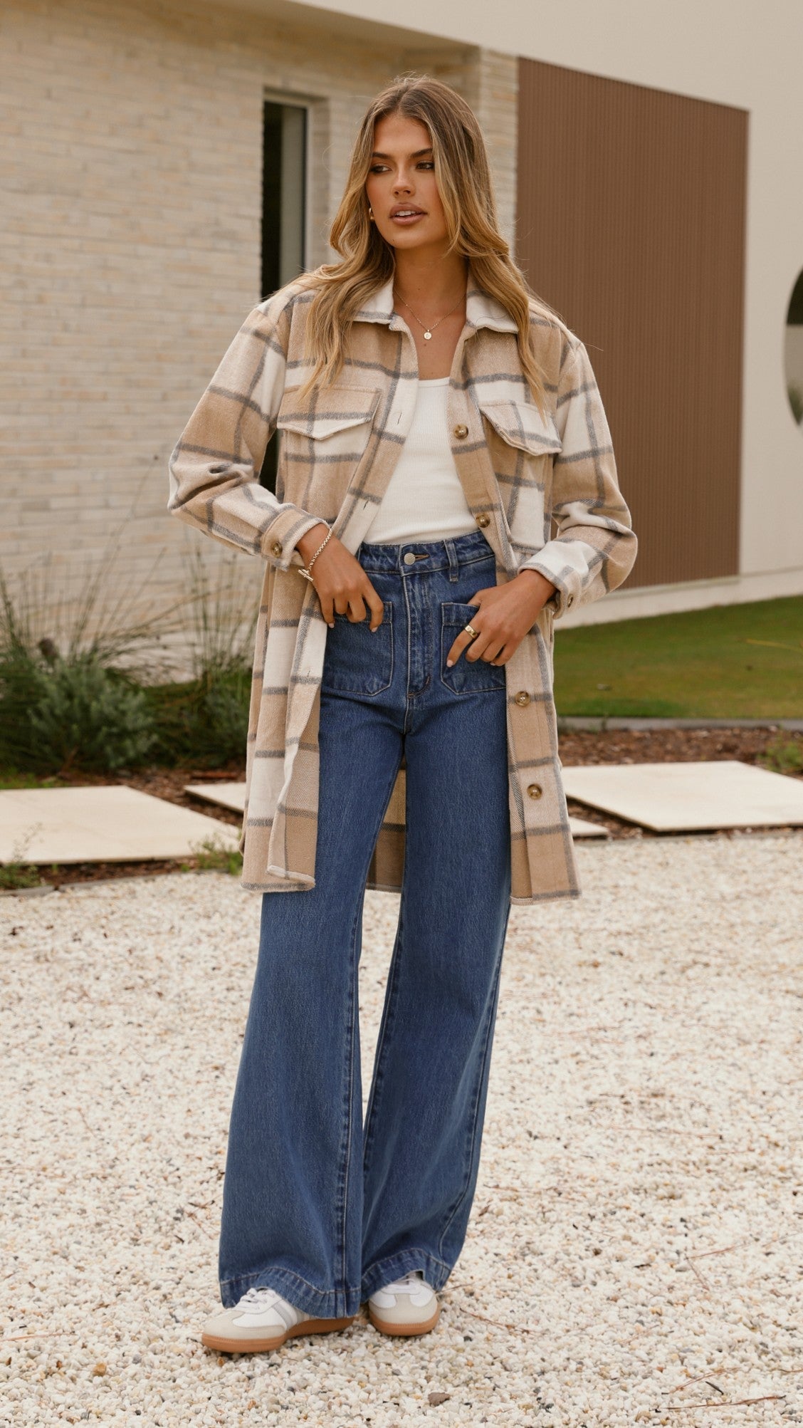Chaqueta Saskia – cuadros beige/crema