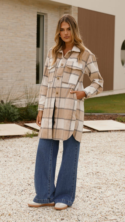 Chaqueta Saskia – cuadros beige/crema
