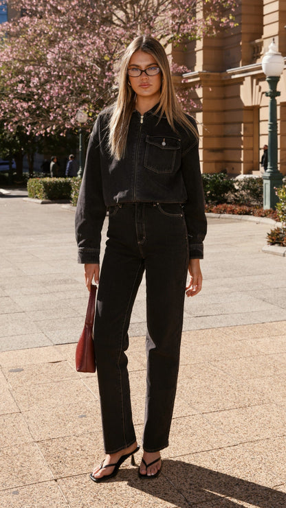 Bomber denim Cara – negro lavado