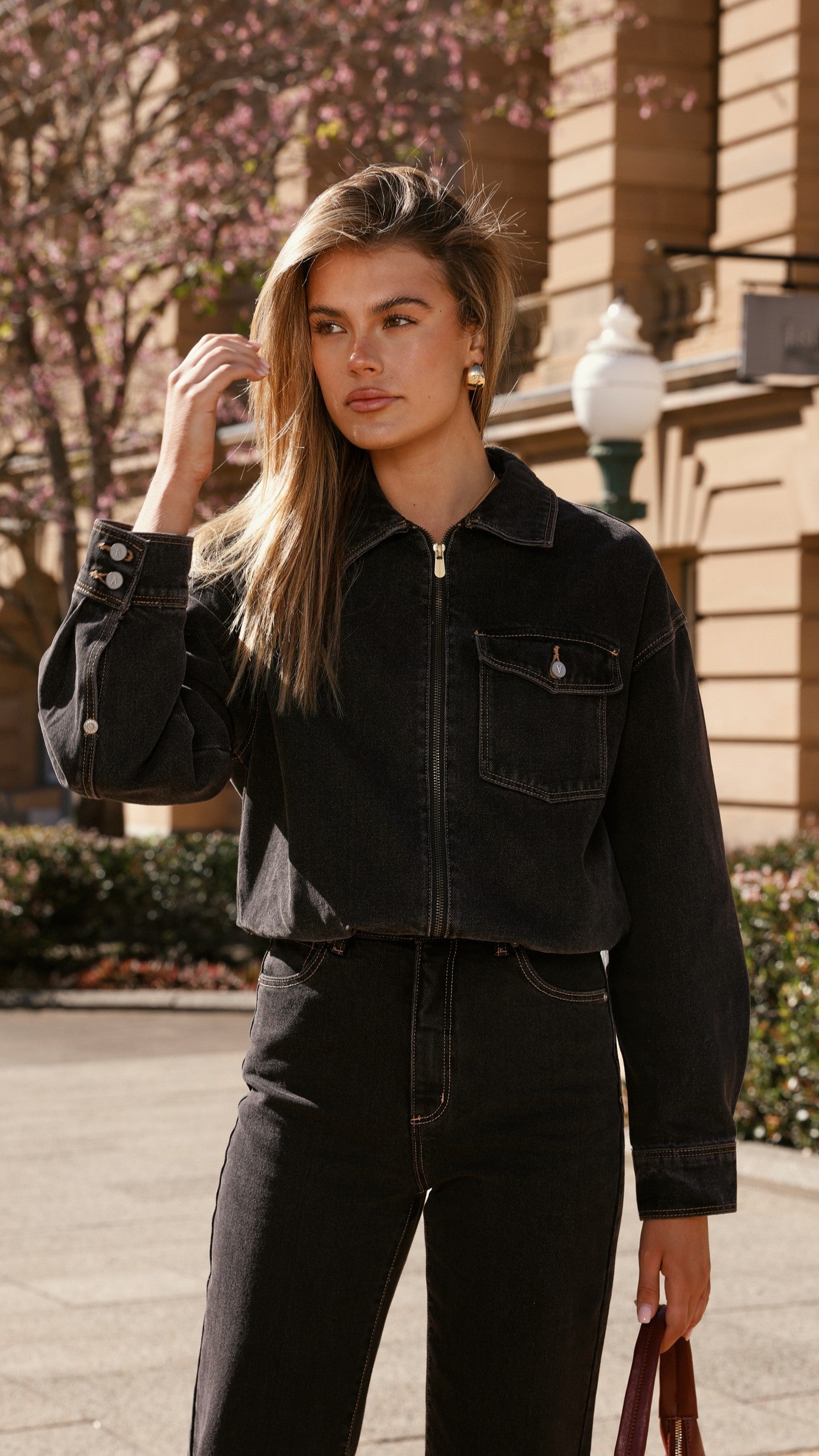 Bomber denim Cara – negro lavado