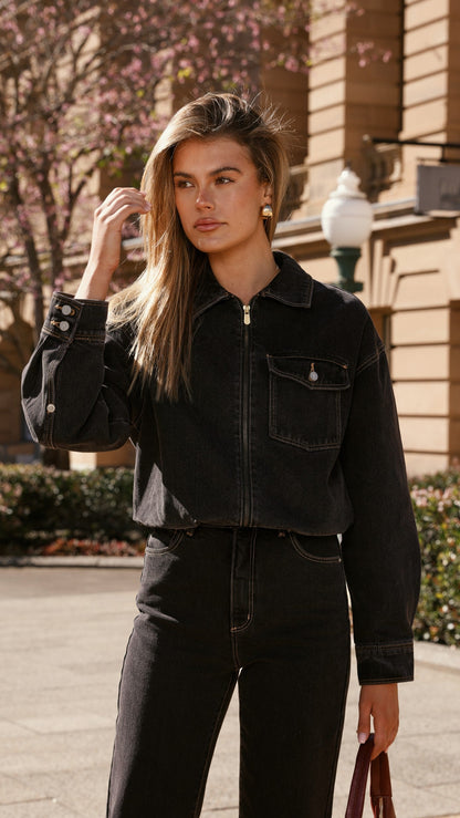 Bomber denim Cara – negro lavado