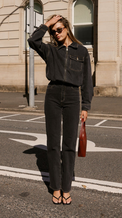 Bomber denim Cara – negro lavado
