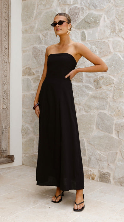 Vestido maxi palabra de honor Astrid – negro