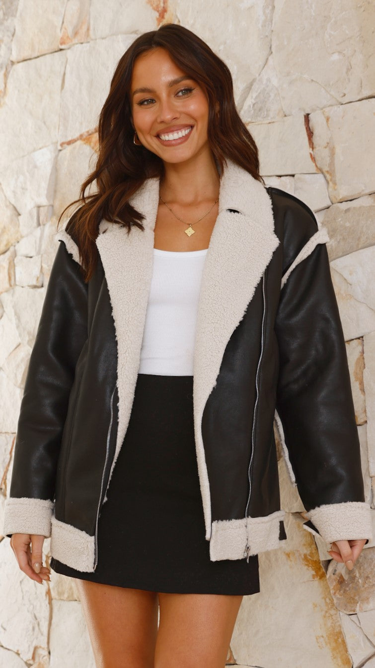Chaqueta biker oversize London – negro