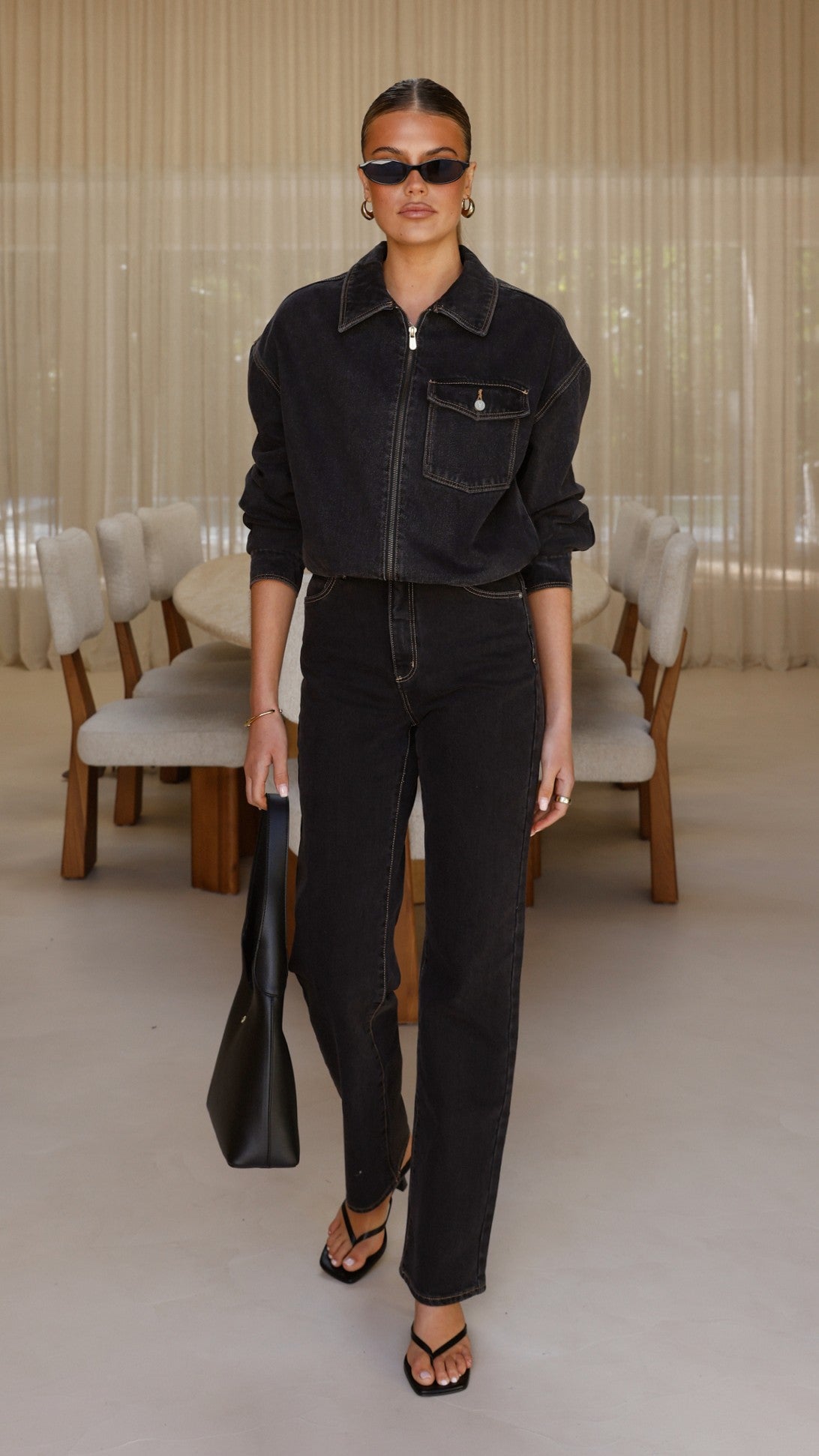 Bomber denim Cara – negro lavado