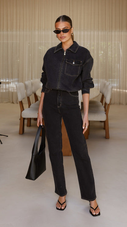 Bomber denim Cara – negro lavado
