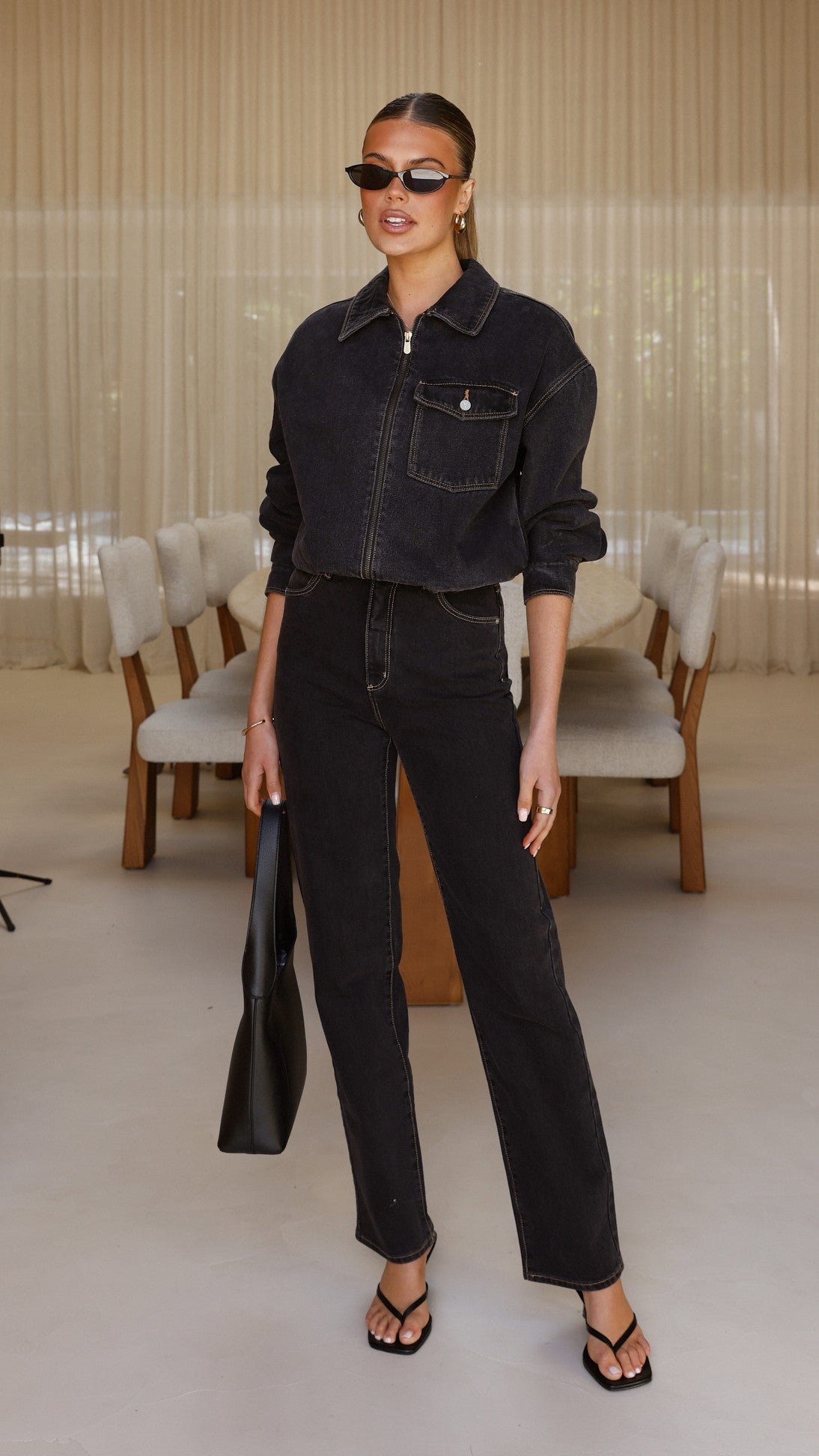 Bomber denim Cara – negro lavado
