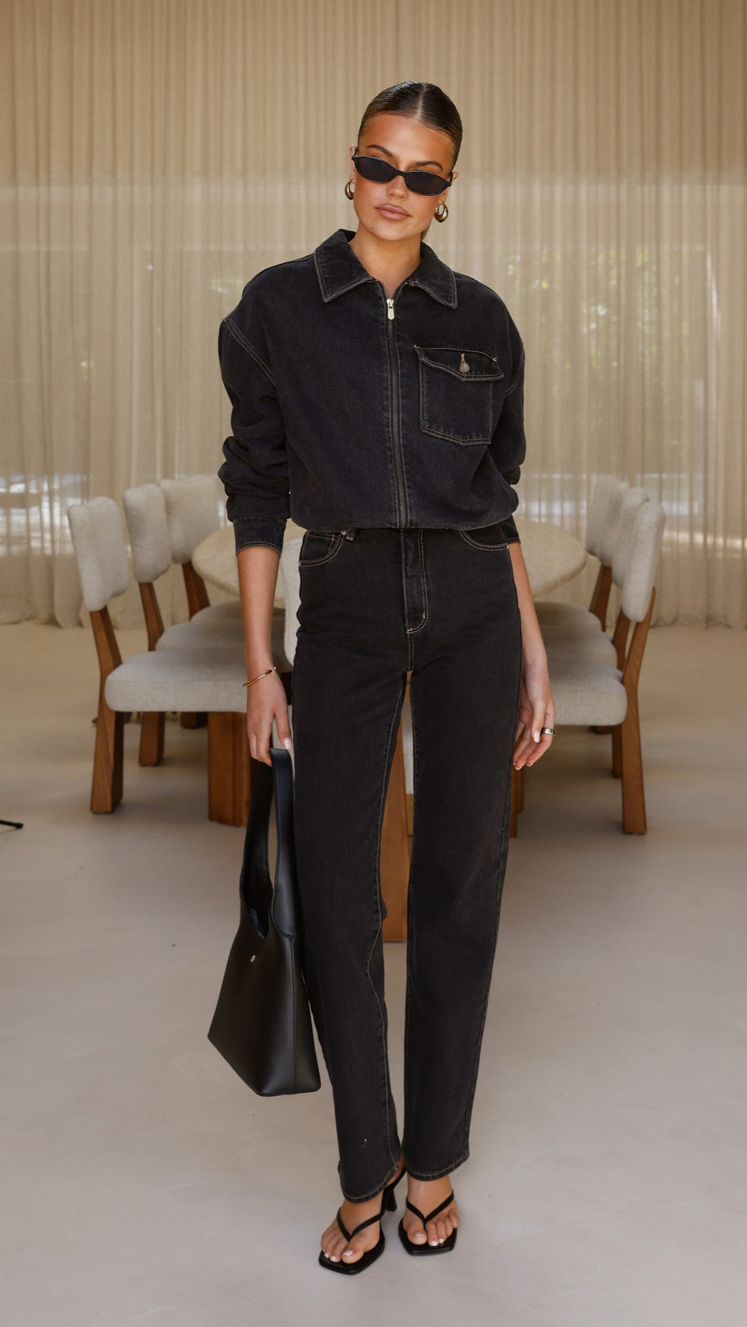 Bomber denim Cara – negro lavado