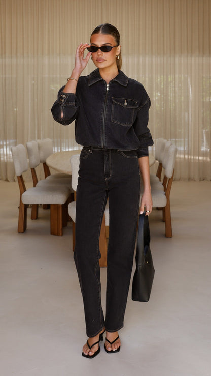 Bomber denim Cara – negro lavado