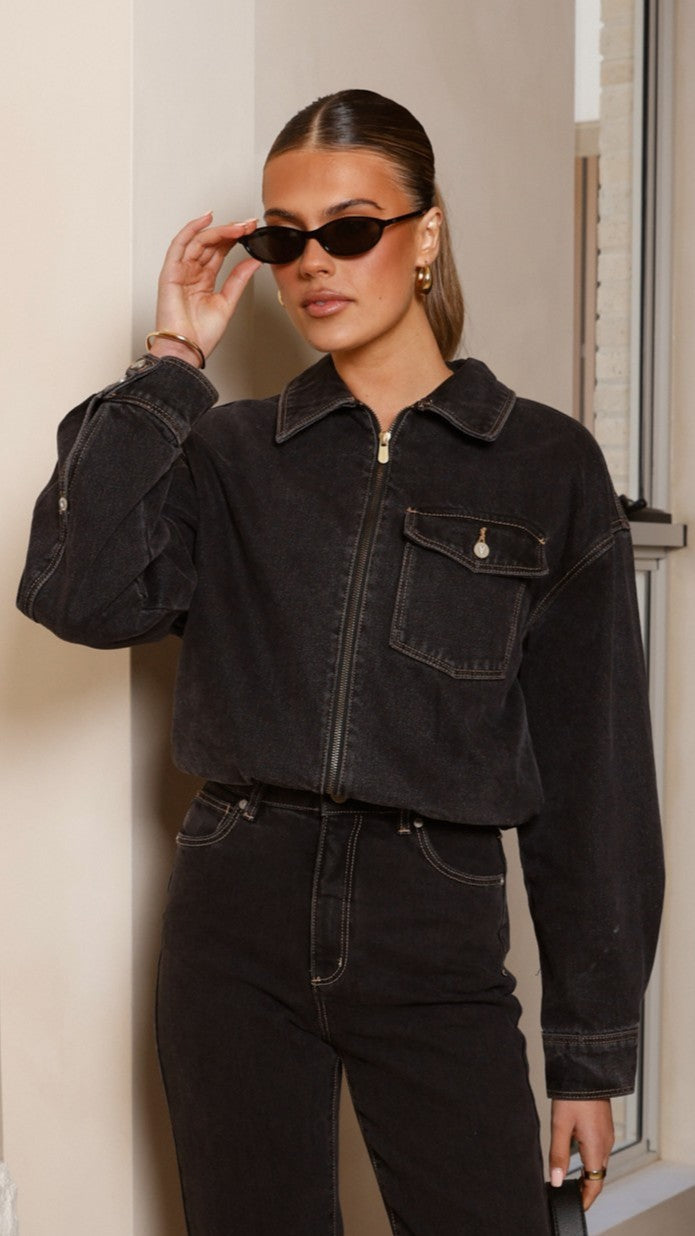 Bomber denim Cara – negro lavado