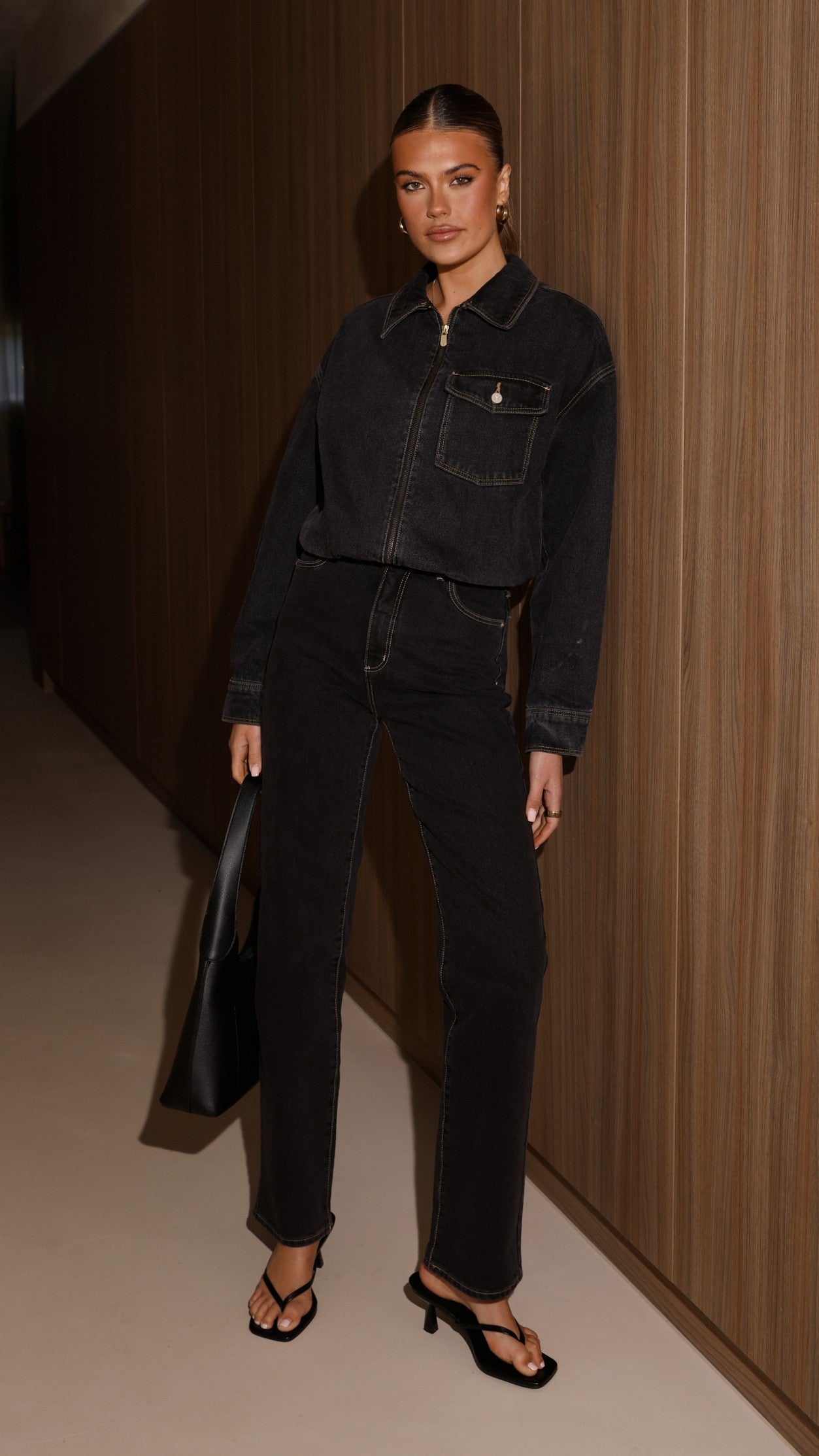 Bomber denim Cara – negro lavado
