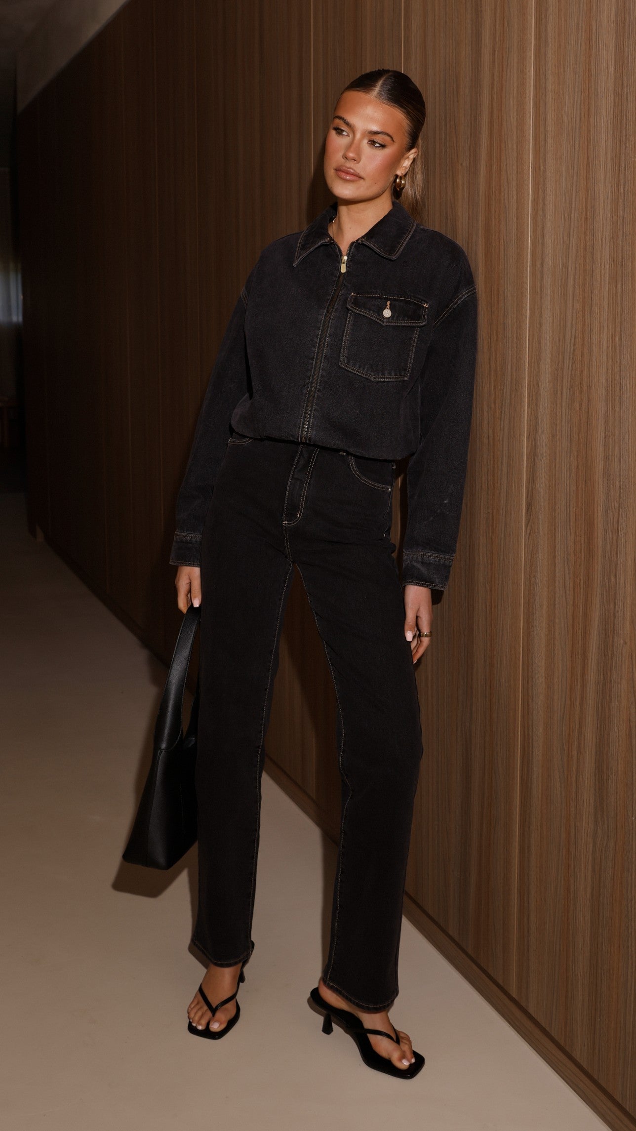 Bomber denim Cara – negro lavado