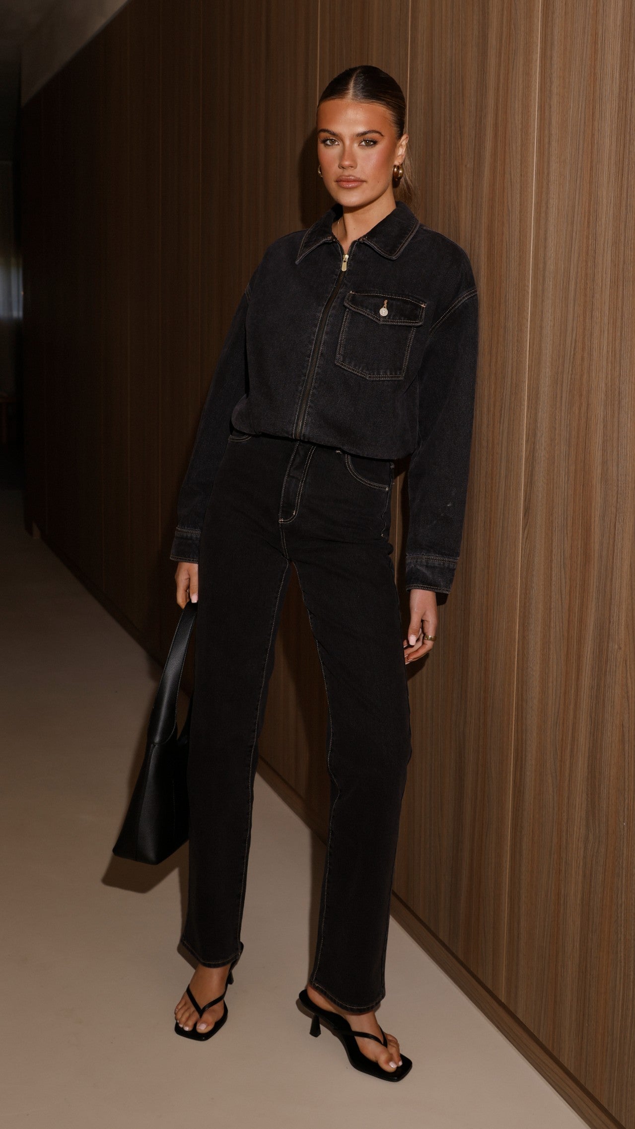 Bomber denim Cara – negro lavado
