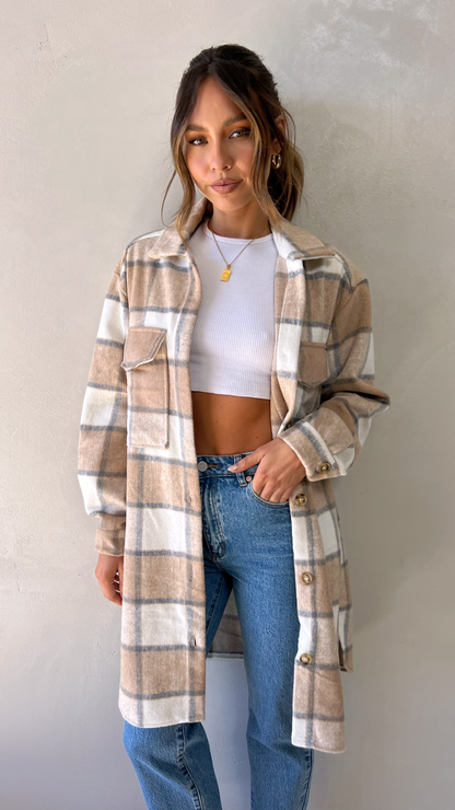 Chaqueta Saskia – cuadros beige/crema