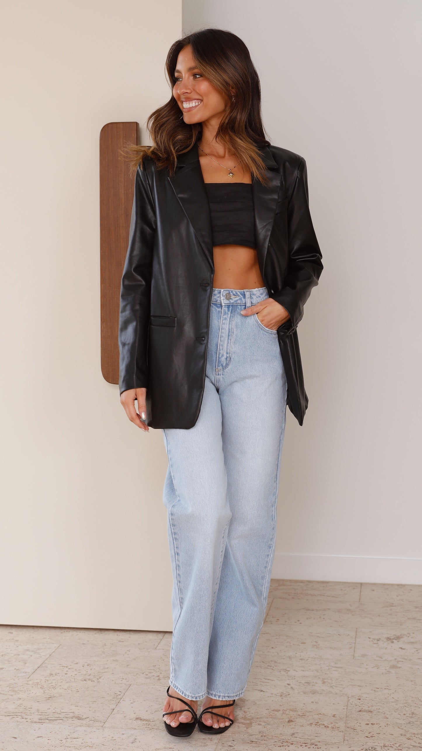 Belinda Leather Blazer - Blazer de piel Belinda – negro