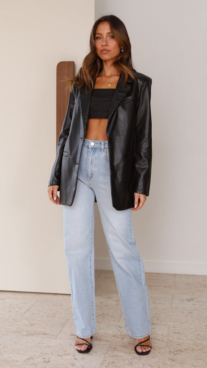 Belinda Leather Blazer - Blazer de piel Belinda – negro