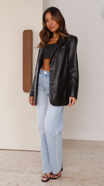 Belinda Leather Blazer - Blazer de piel Belinda – negro