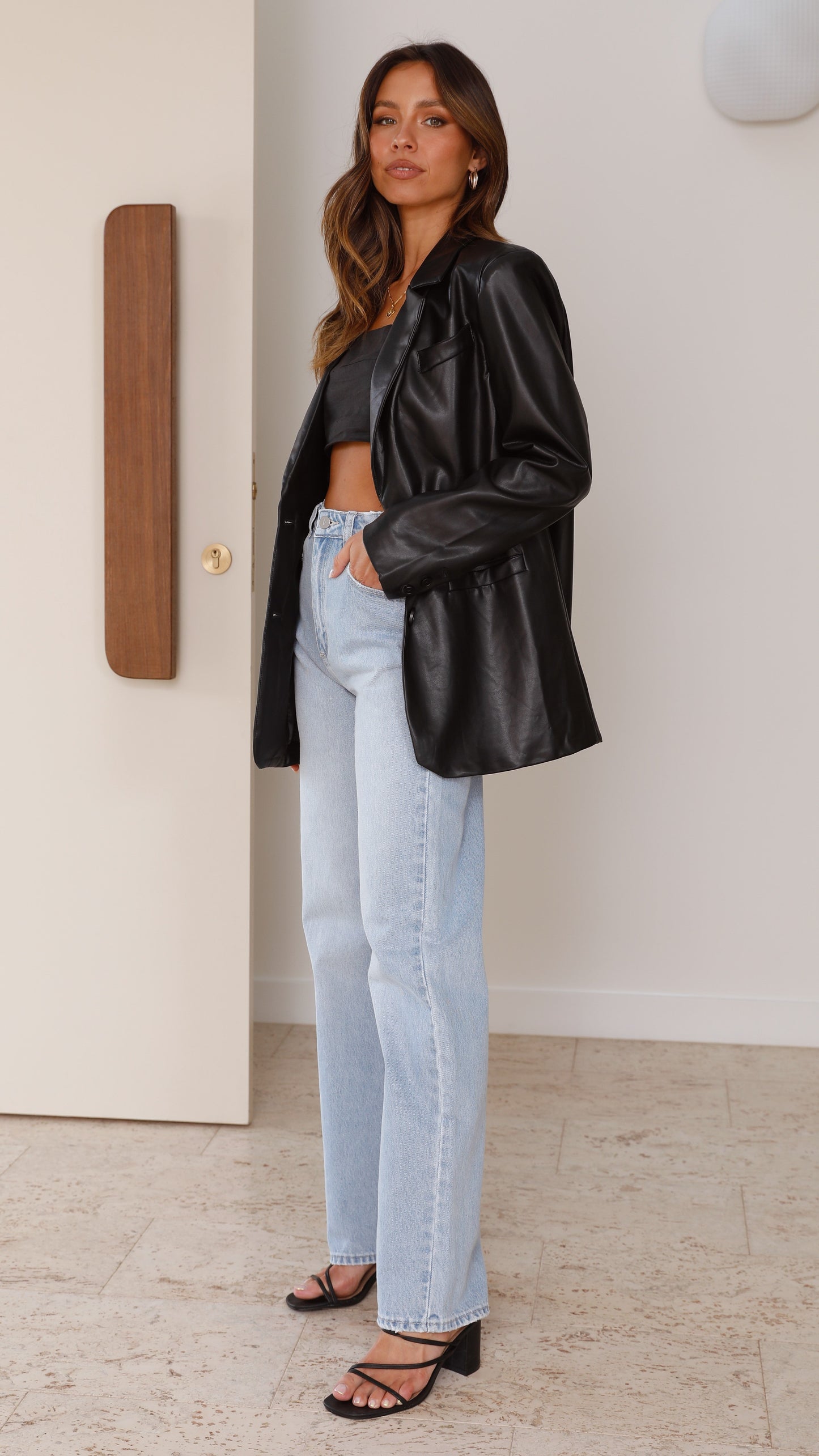 Belinda Leather Blazer - Blazer de piel Belinda – negro