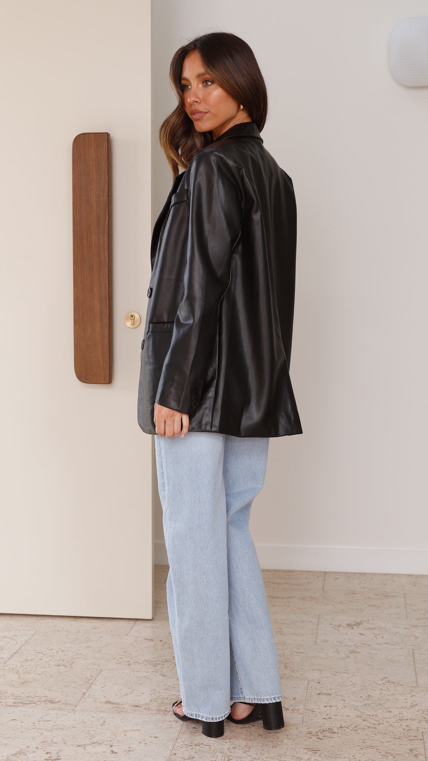Belinda Leather Blazer - Blazer de piel Belinda – negro