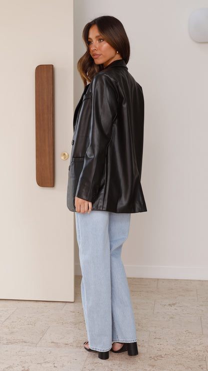 Belinda Leather Blazer - Blazer de piel Belinda – negro