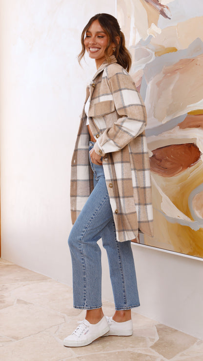 Chaqueta Saskia – cuadros beige/crema