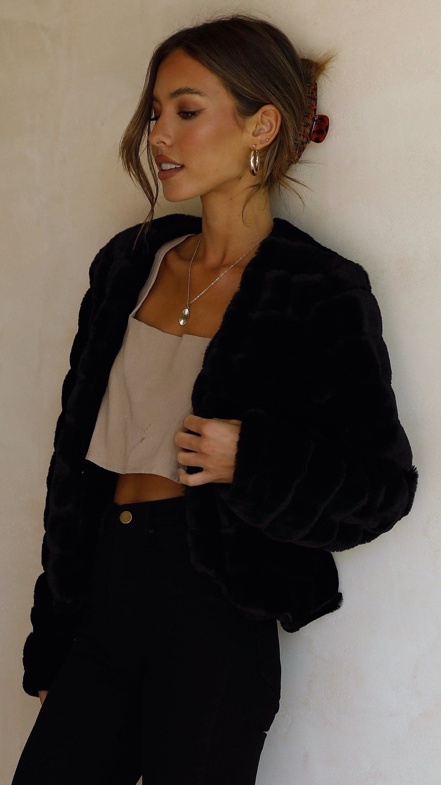 Chaqueta cropped Tully – negro